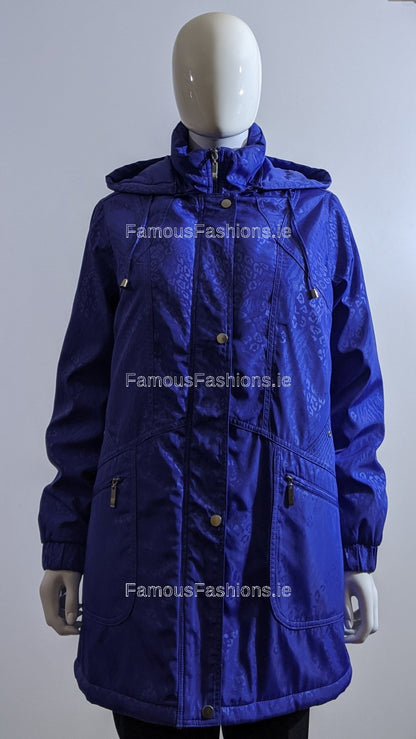 Purple Pattern Hooded Long Coat