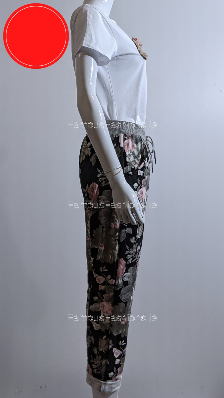 Black Floral Print Trouser