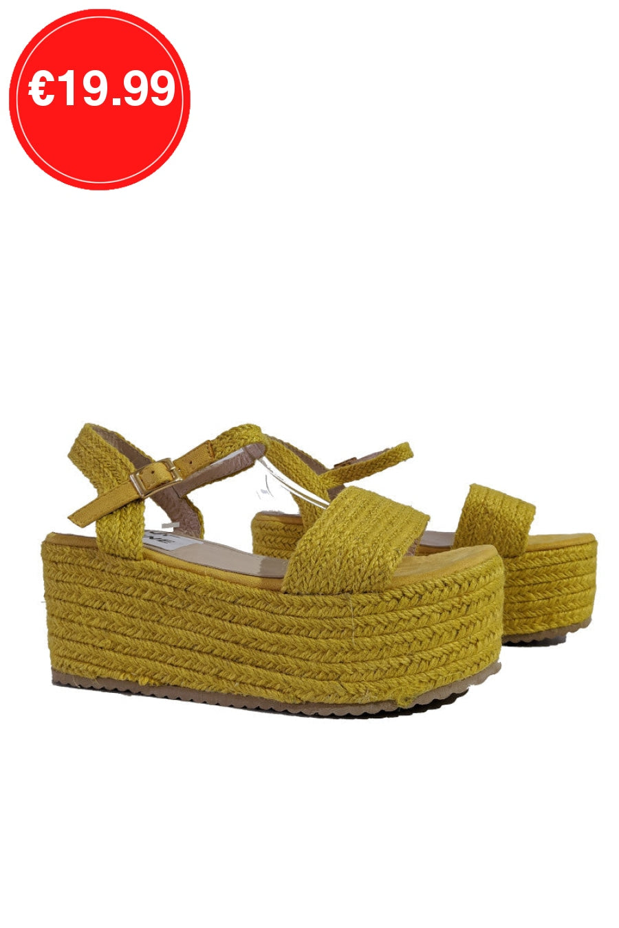 Mustard Platform Braided Espadrille Sandals