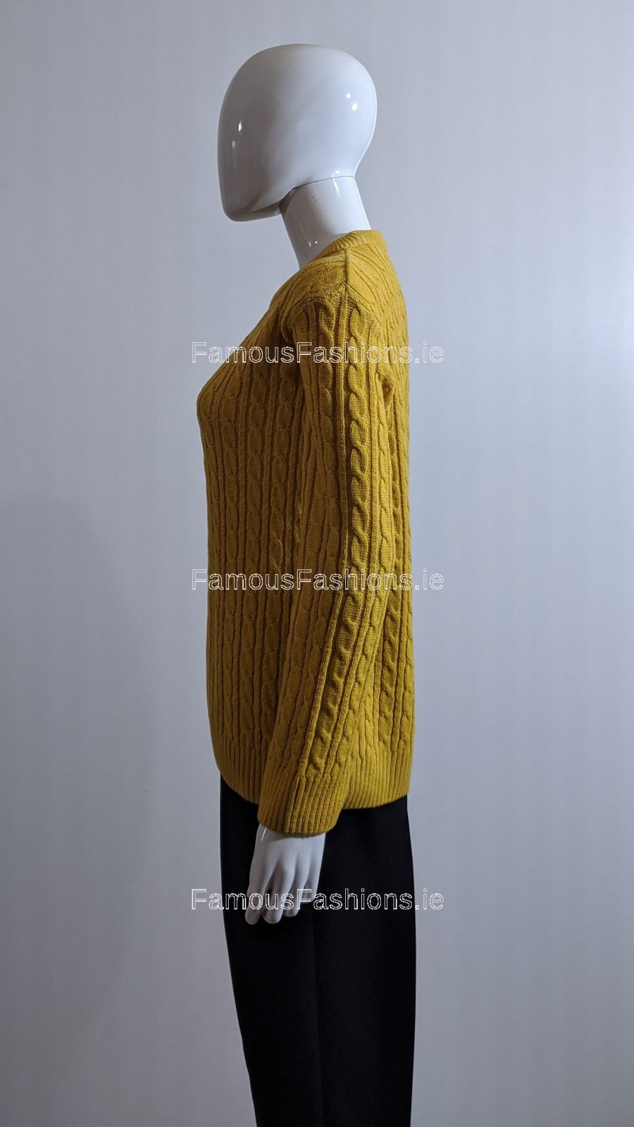 Mustard Round Neck Cable Knit Jumper