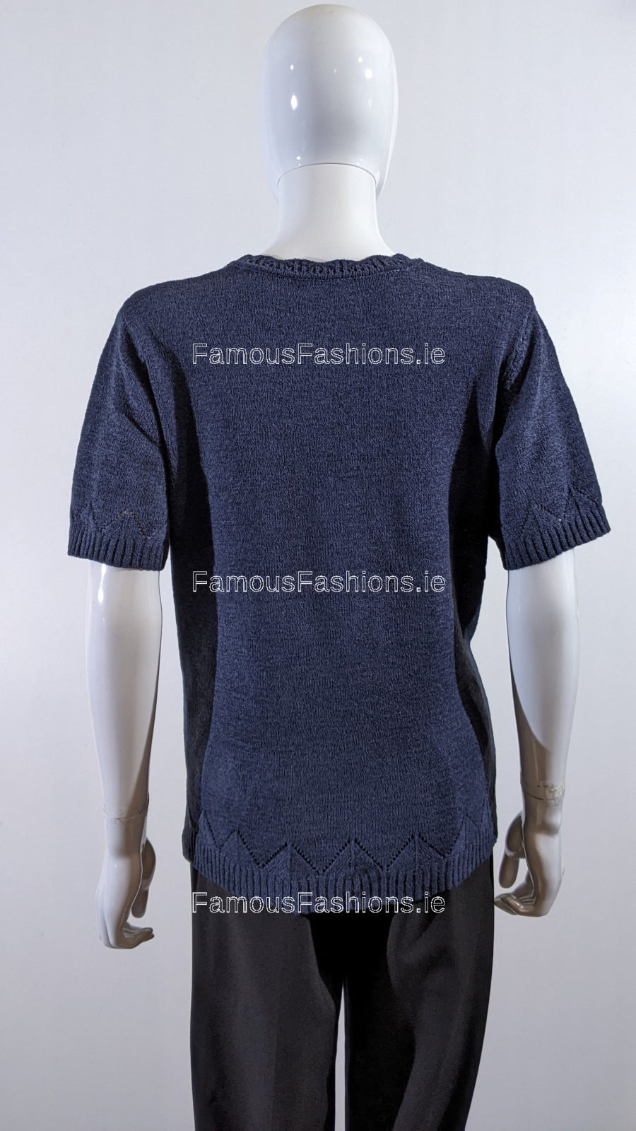 Navy Beaded Soft Touch Short Sleeve Jumper