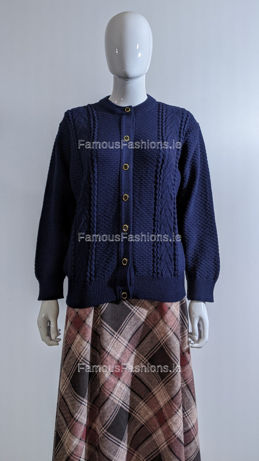 Navy Button Up Design Cardigan