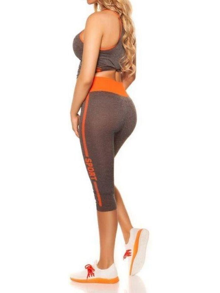 Neon Orange Sport Print Activewear Set