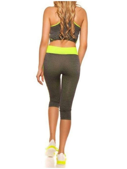 Neon Yellow Sport Print Activewear Set