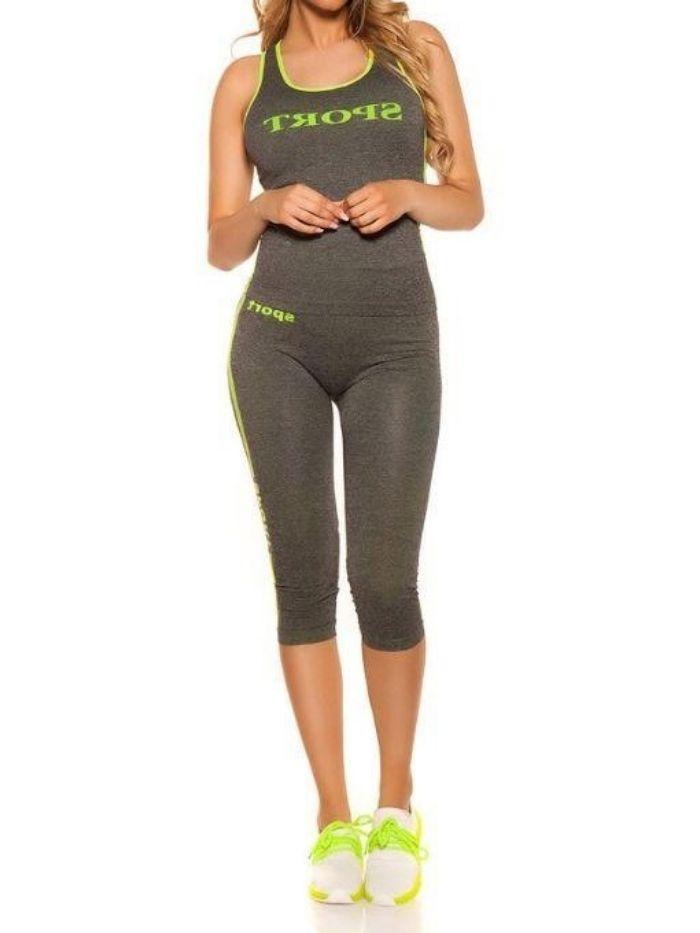 Neon Yellow Sport Print Activewear Set