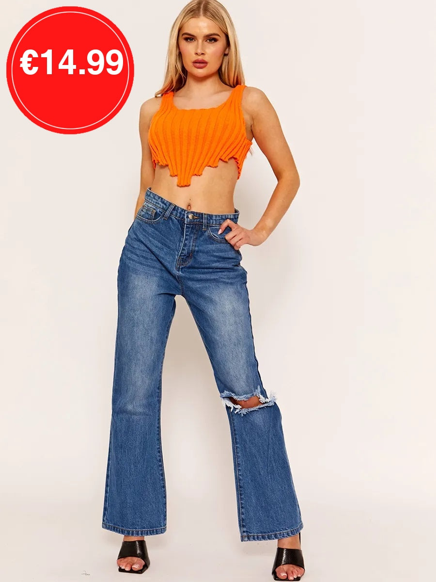 Orange Hem Knitted Vest Crop Top