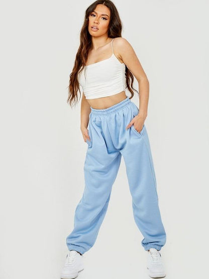 Oversized Fleece Joggers-Blue