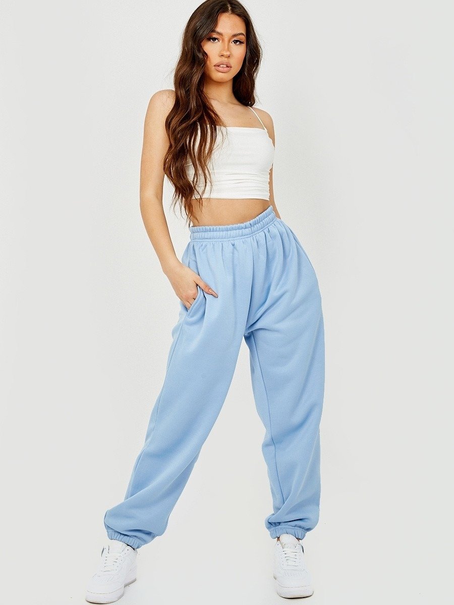 Oversized Fleece Joggers-Blue