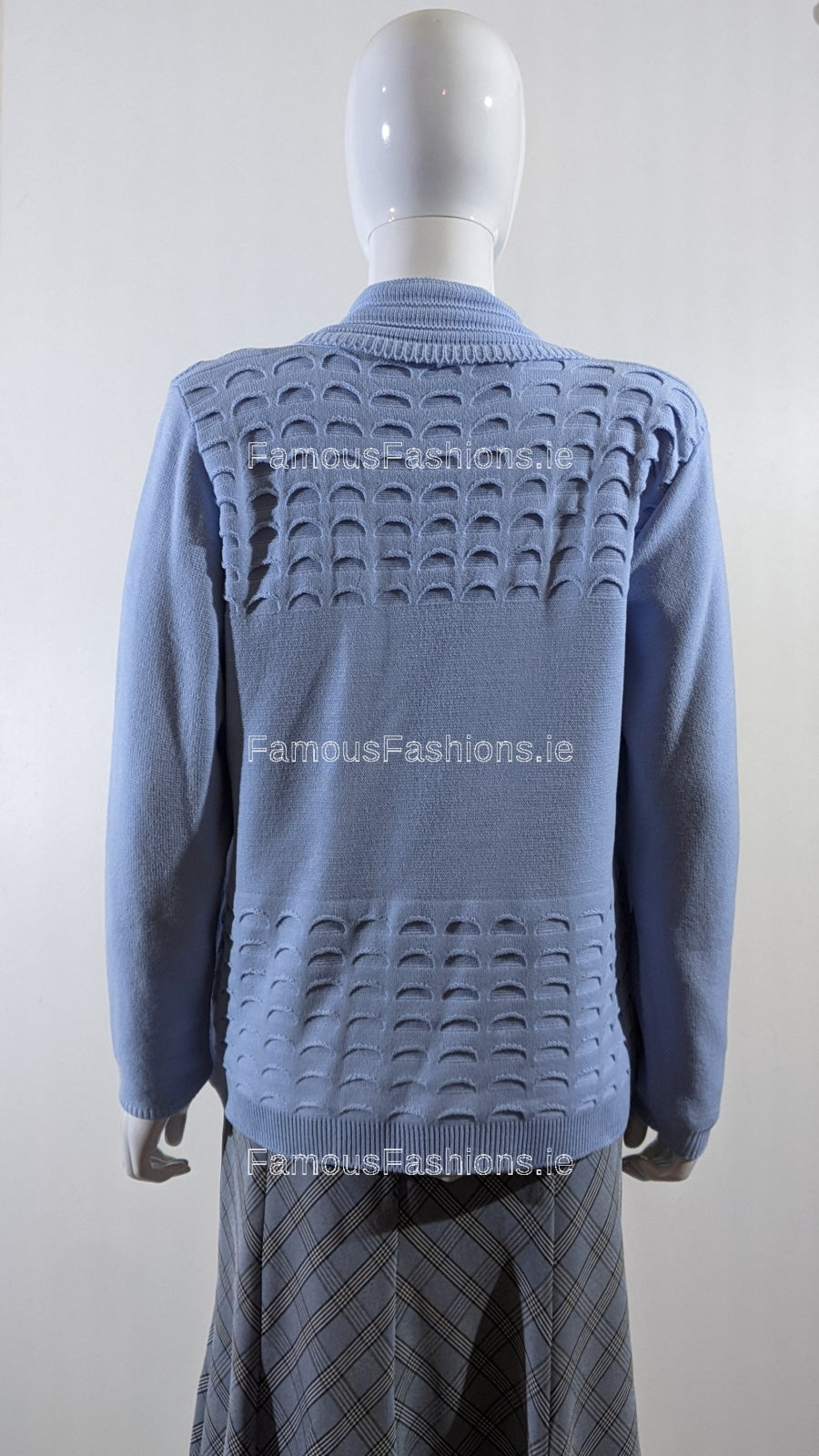 Pale Blue Scallop Edge Open Cardigan