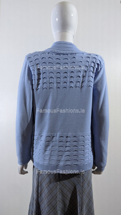 Pale Blue Scallop Edge Open Cardigan