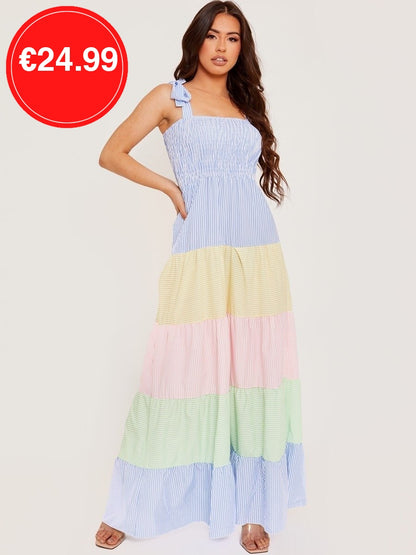 Pastel Multi Striped Maxi Dress