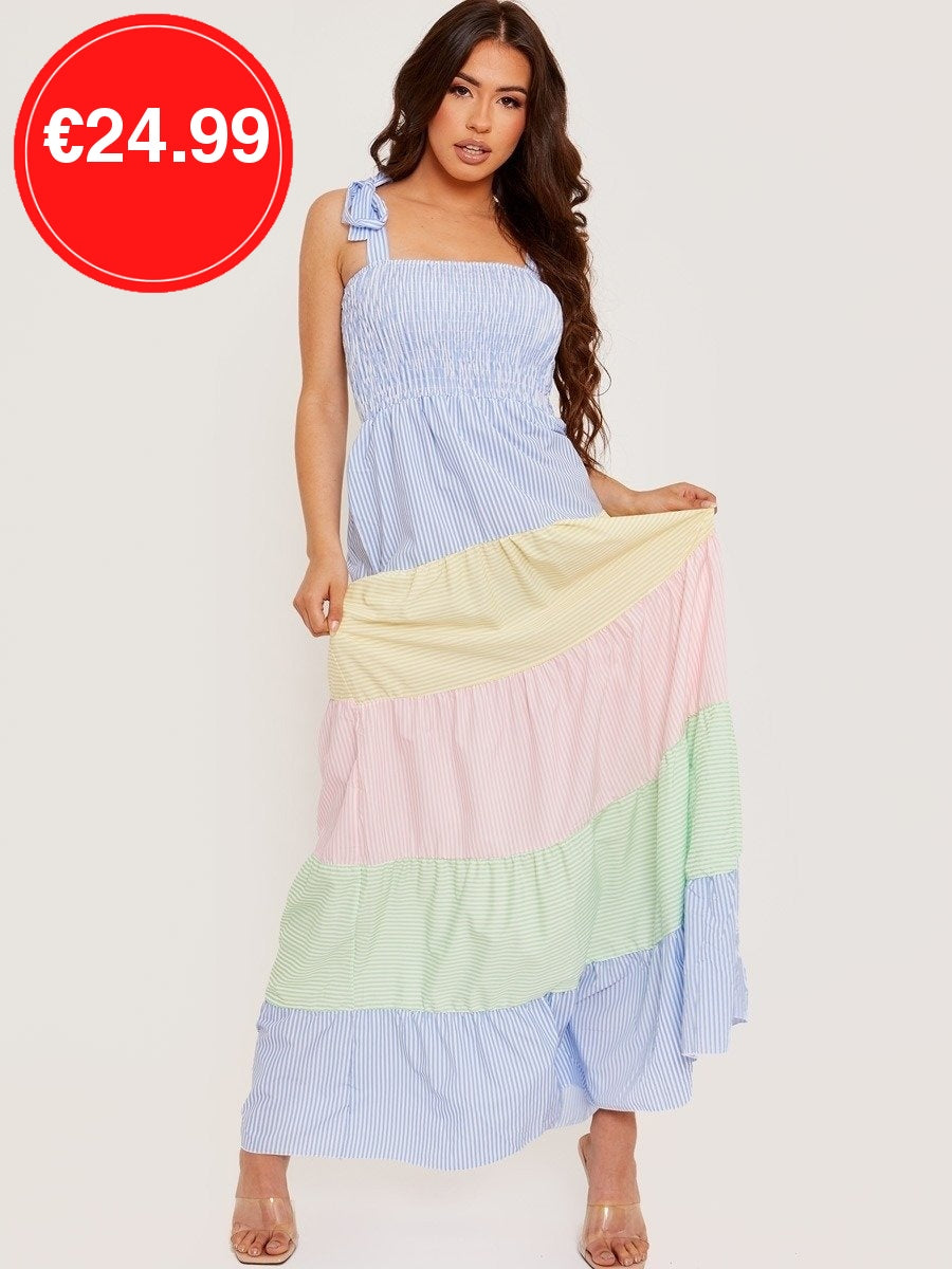 Pastel Multi Striped Maxi Dress