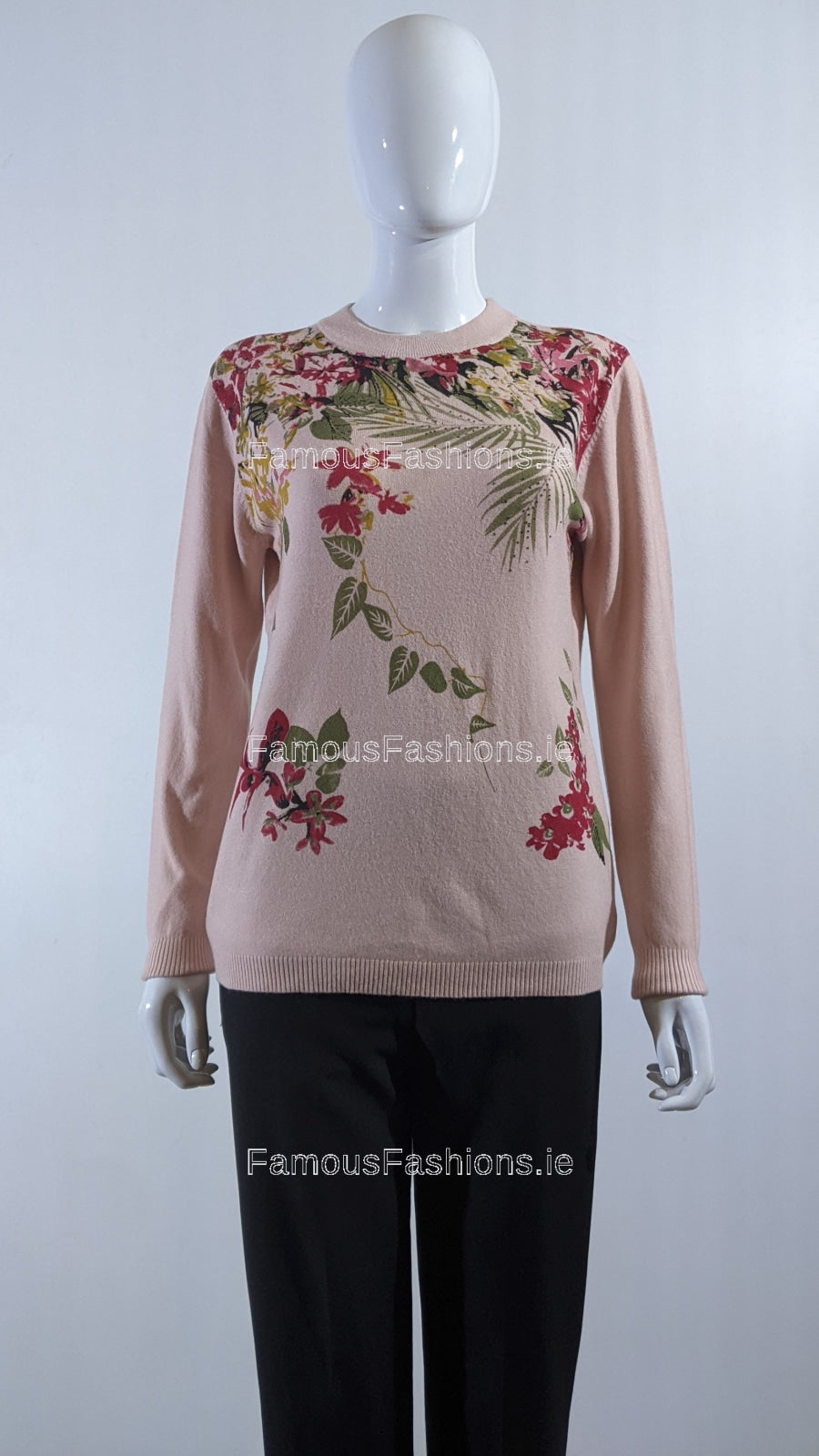 Pink Floral Design Soft Touch Jumper