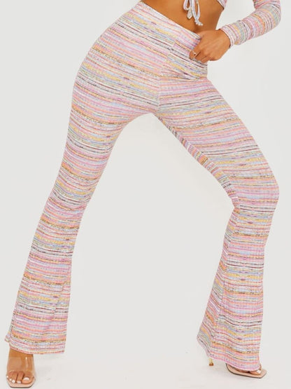 Pink Multi Coloured Flared Trouser