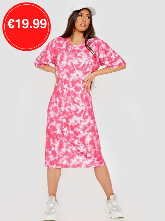 Pink Tie-Dye Midi Dress