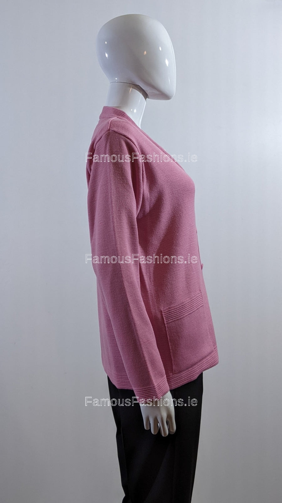 Pink V-Neck Button Pocket Cardigan