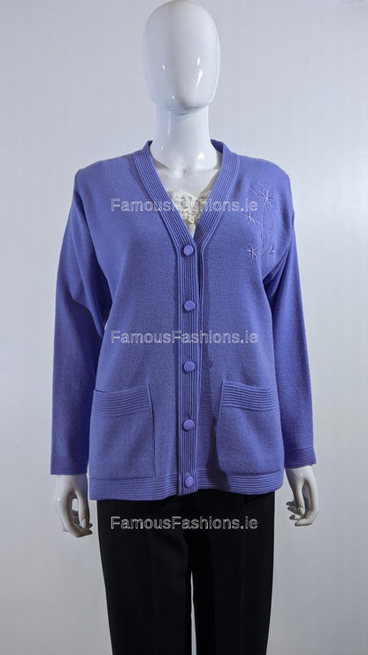 Lilac V-Neck Button Pocket Cardigan