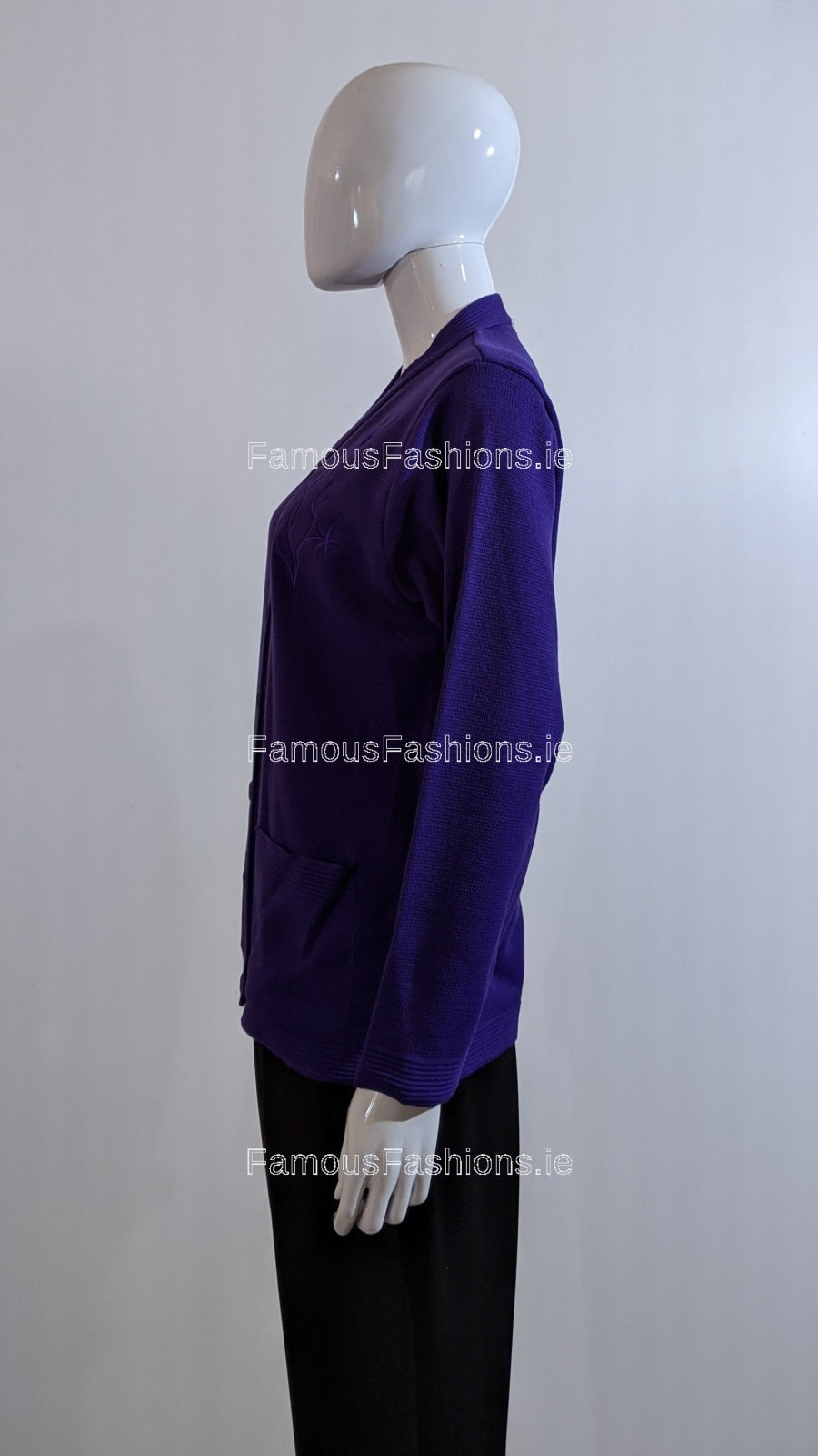 Purple V-Neck Button Pocket Cardigan