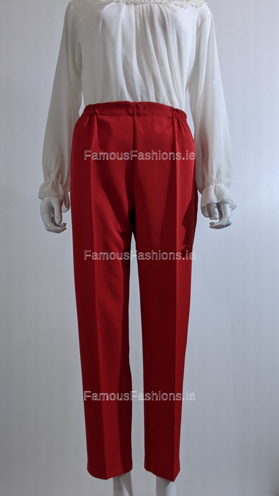 Red Elasticated Waist Pocket Trouser