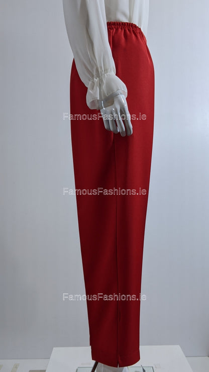 Red Elasticated Waist Pocket Trouser