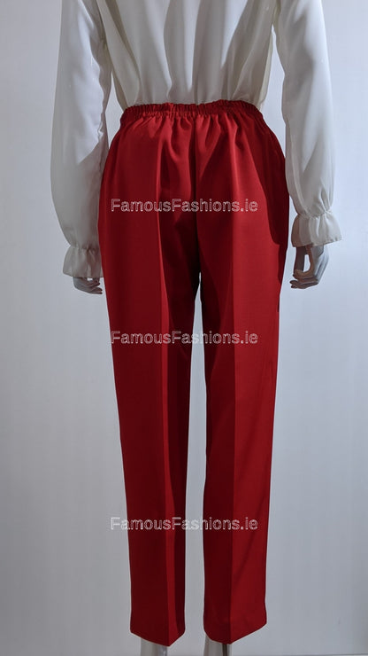 Red Elasticated Waist Pocket Trouser