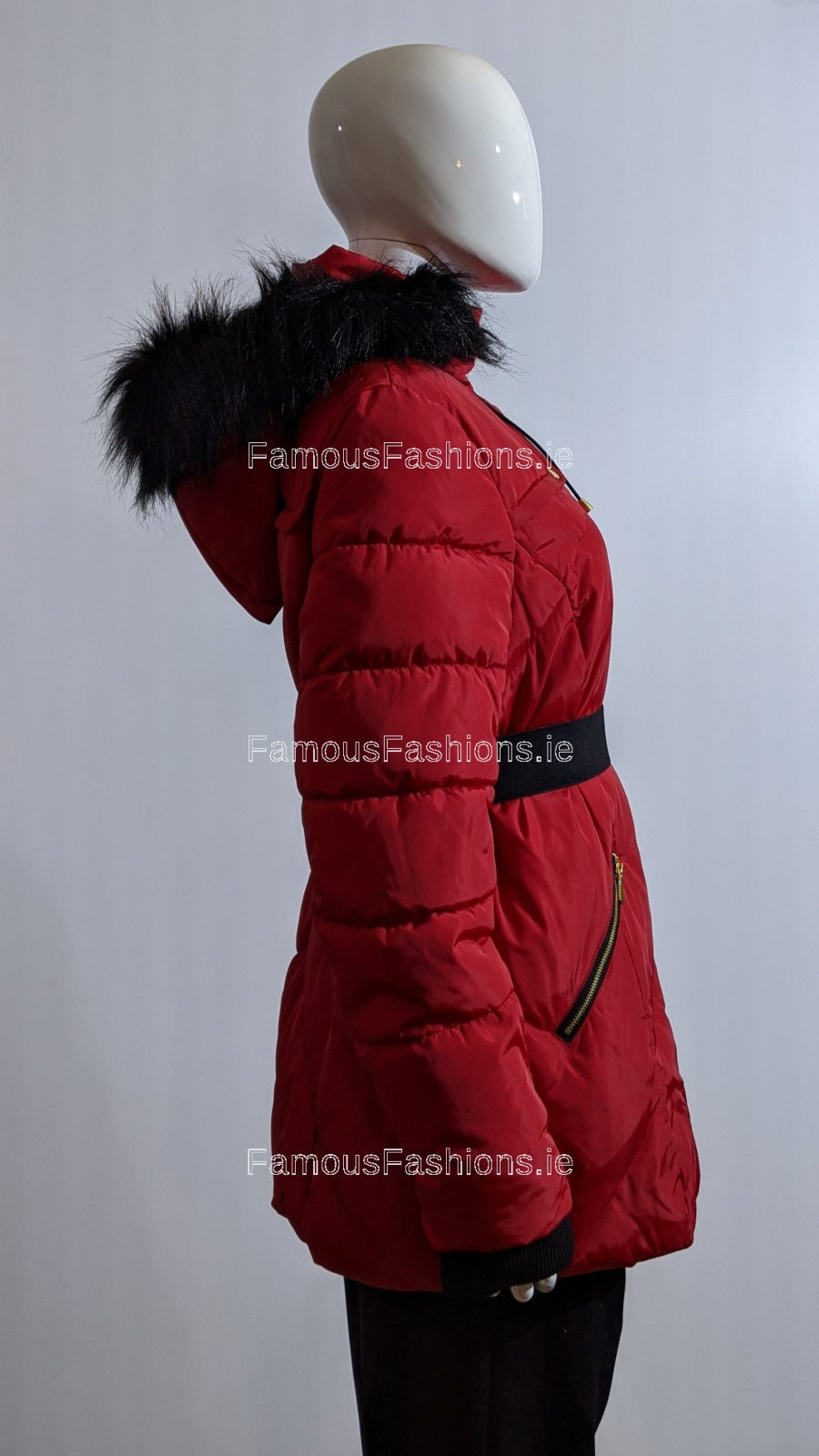 Red Hooded Water Resistant Padded Coat