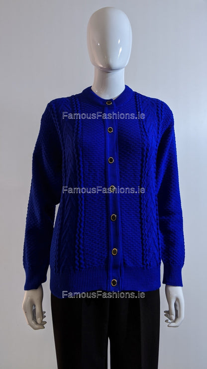 Royal Blue Button Up Design Cardigan