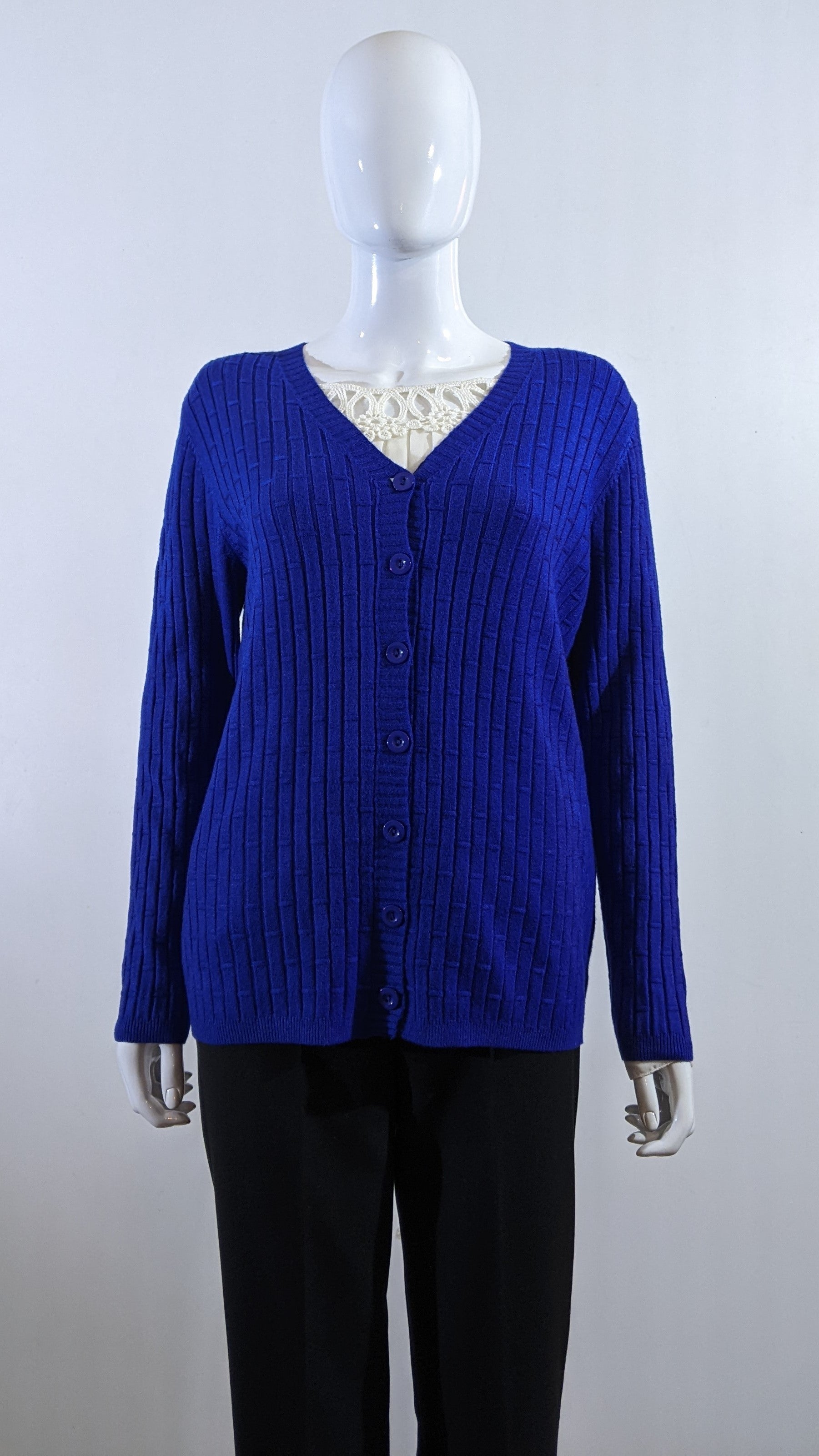 Royal Blue Soft Touch V-Neck Button Cardigan