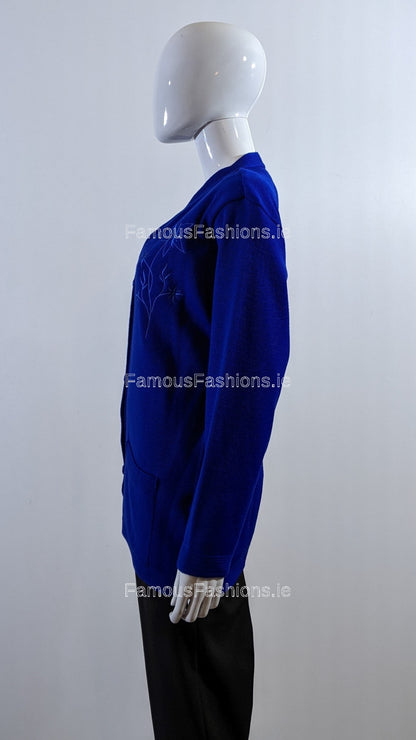 Royal Blue V-Neck Button Pocket Cardigan