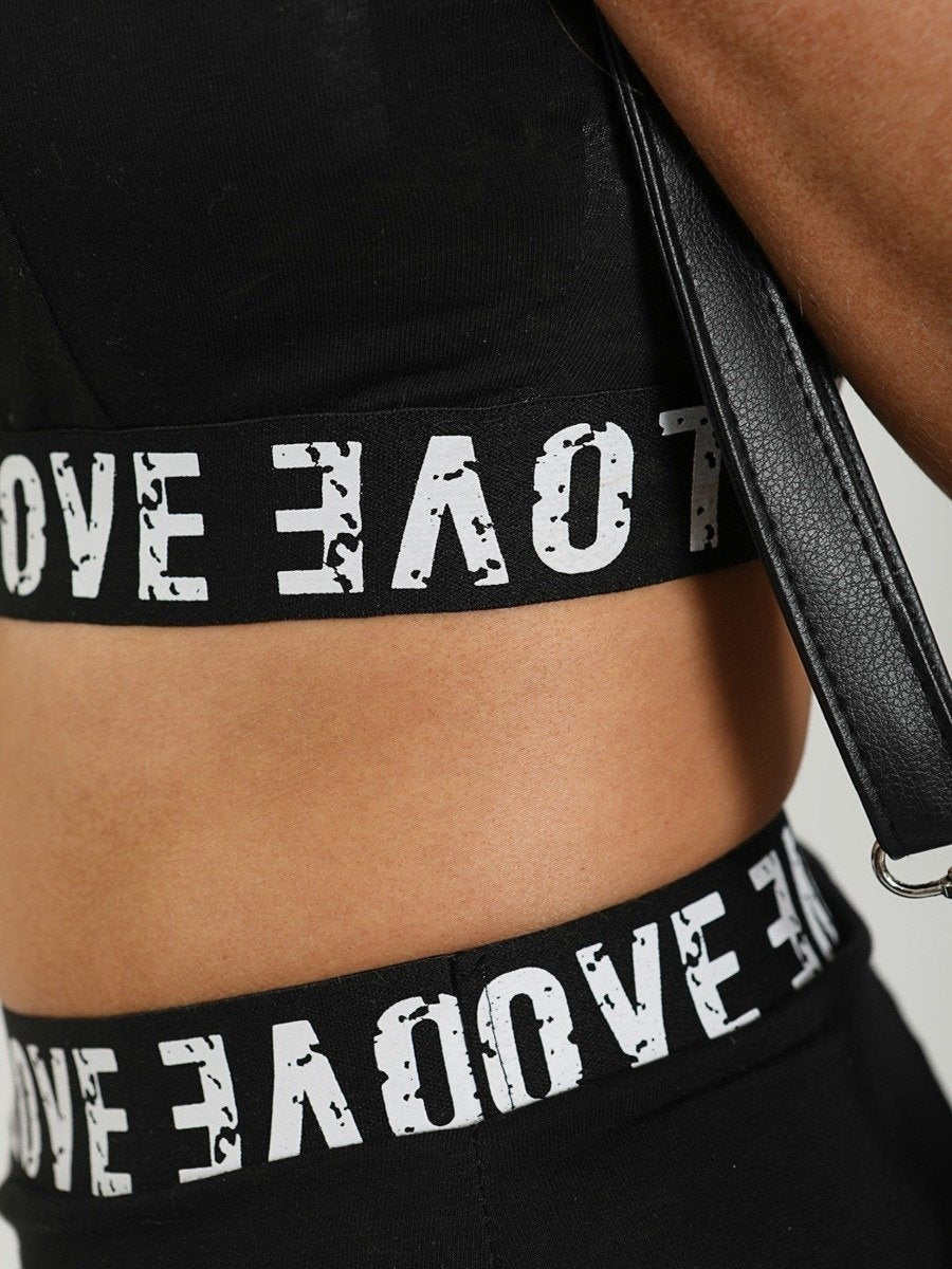 Black Love Crop Top & Shorts Co-Ord