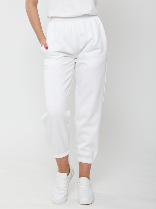 White Oversized Fleece Joggers