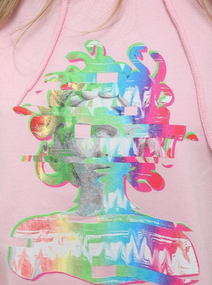 Pink Graphic Printed Multicolour Hoodie