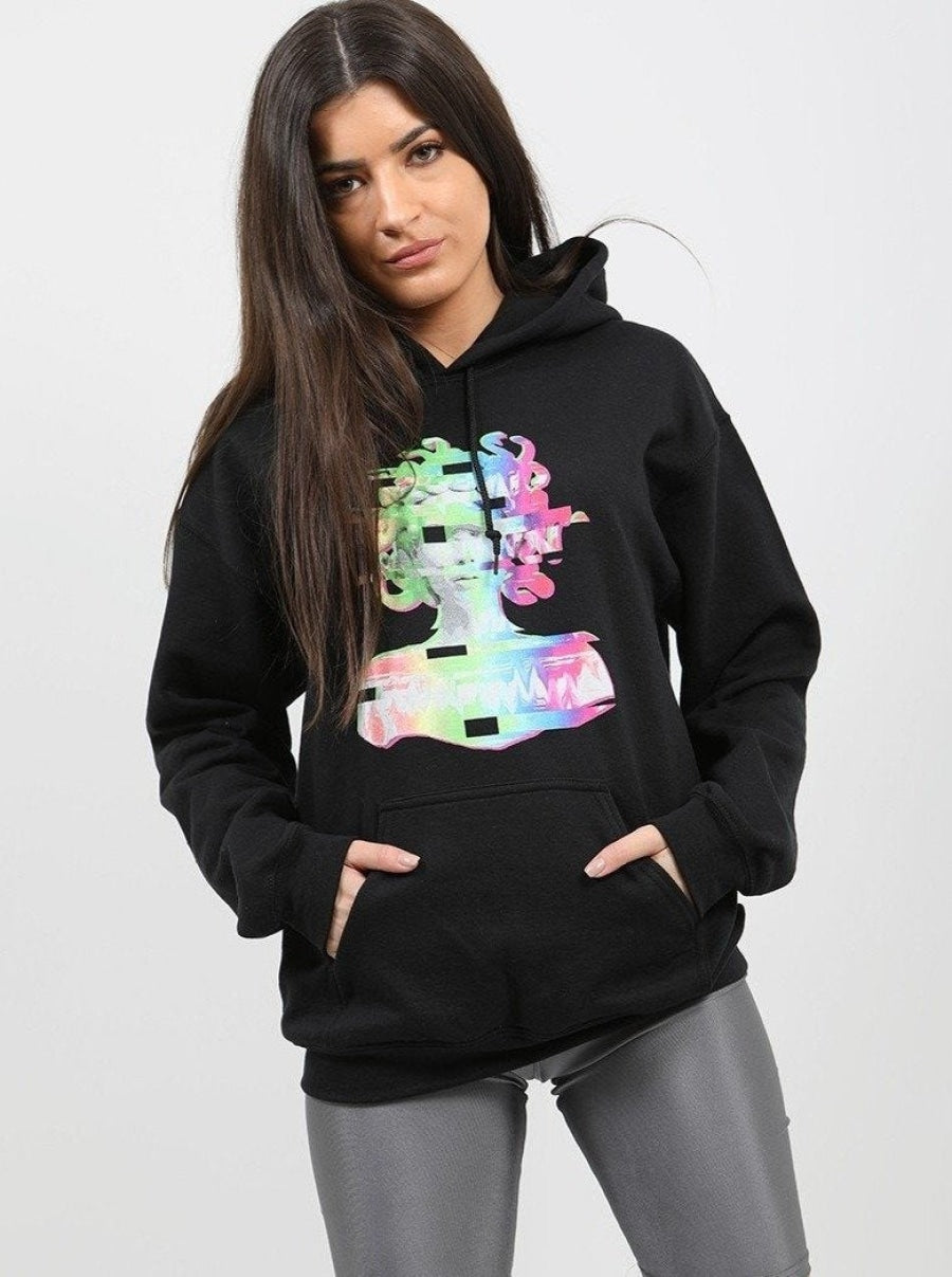 Black Graphic Printed Multicolour Hoodie