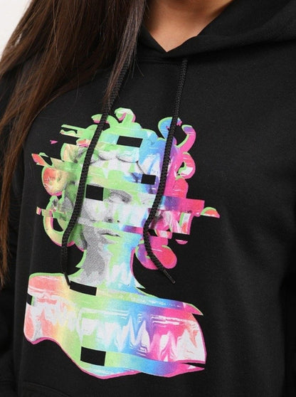 Black Graphic Printed Multicolour Hoodie