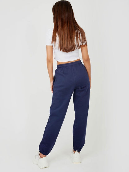 Navy Fleeced Oversized Joggers