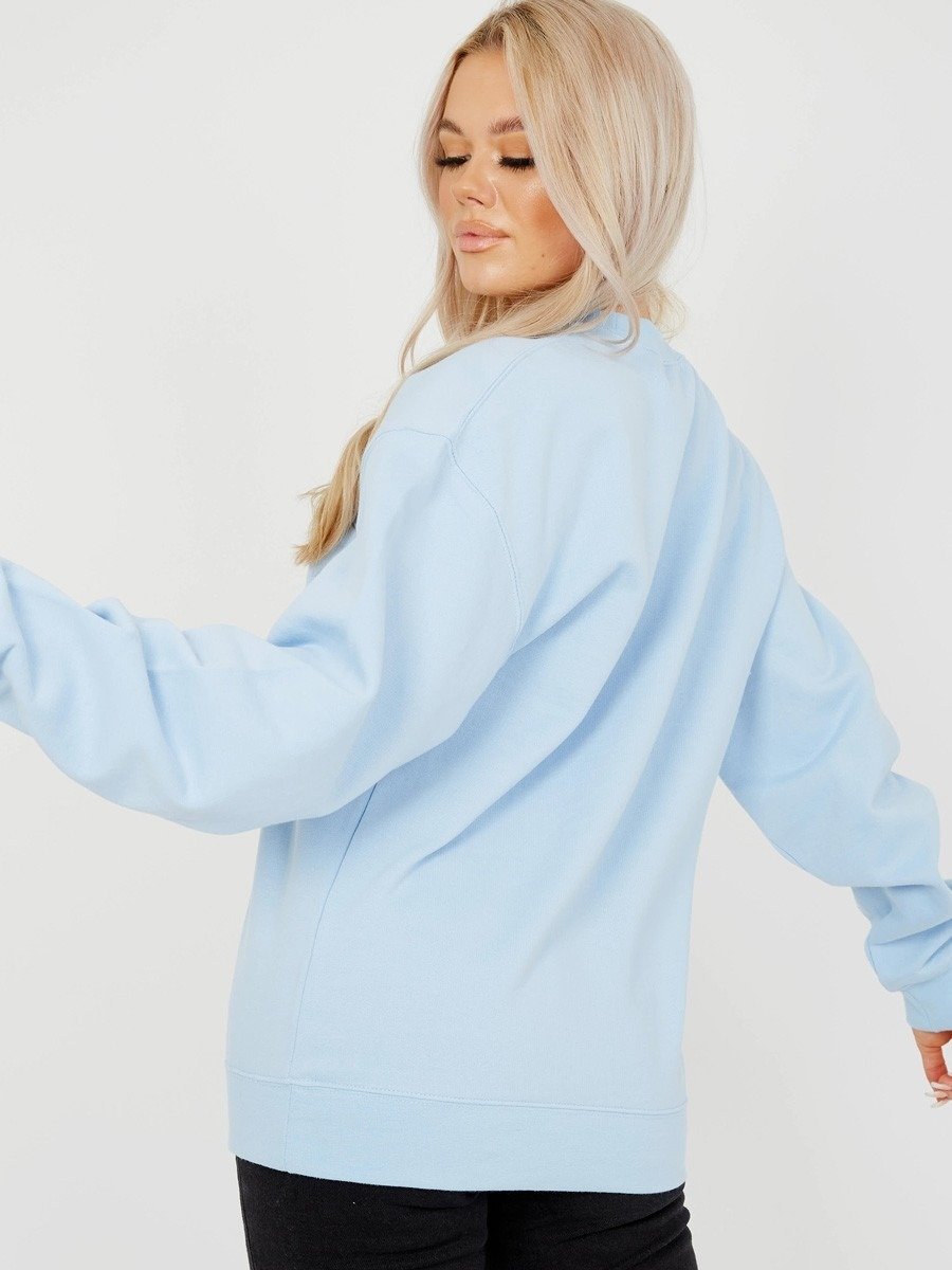 Baby Blue Fleeced Plain Sweatshirt Jumper