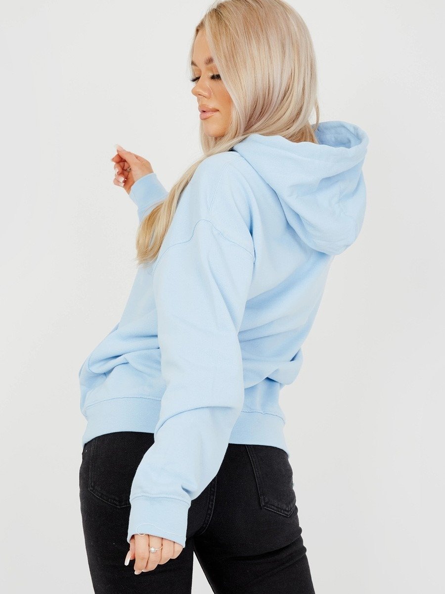 Baby Blue Fleeced Plain Hoodie