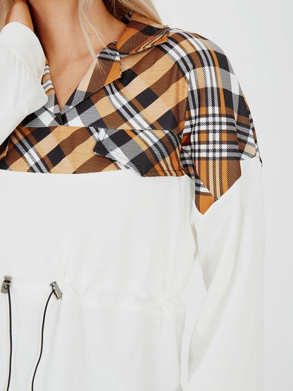 White Check Drawstring Top