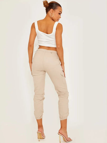 Stone Pocket Cuffed Hem Cargo Trousers