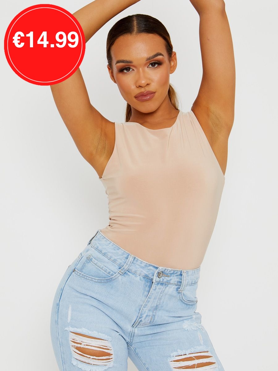 Stone Sleeveless Slinky Bodysuit