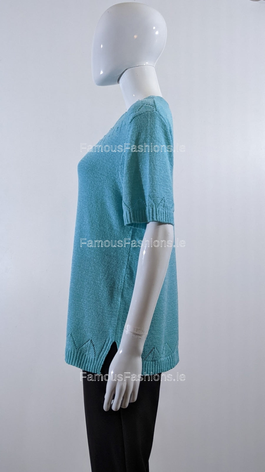 Teal Beaded Soft Touch Short Sleeve Jumper