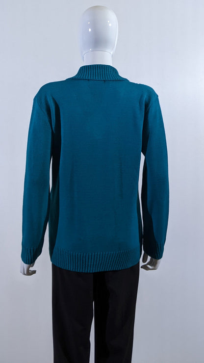 Teal Four Button Cable Knit Jumper