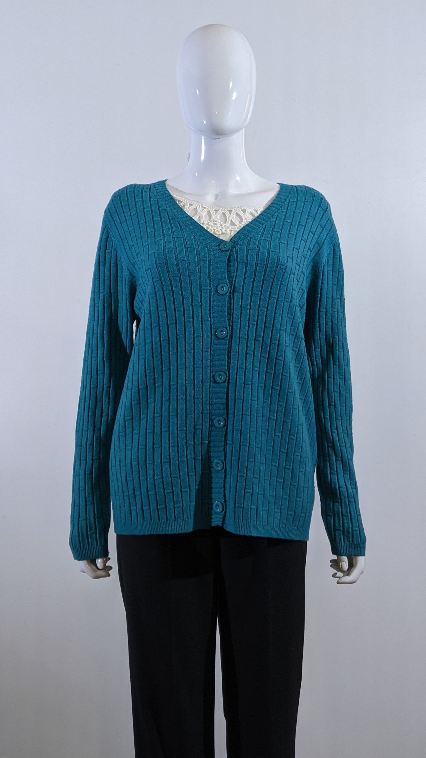 Teal Soft Touch V-Neck Button Cardigan