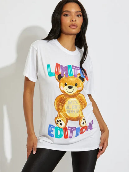 White Limited Edition Teddy Graphic T-Shirt