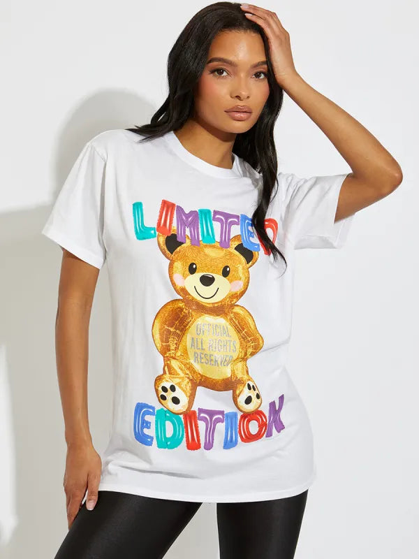 White Limited Edition Teddy Graphic T-Shirt