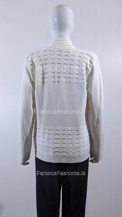 White Scallop Edge Open Cardigan