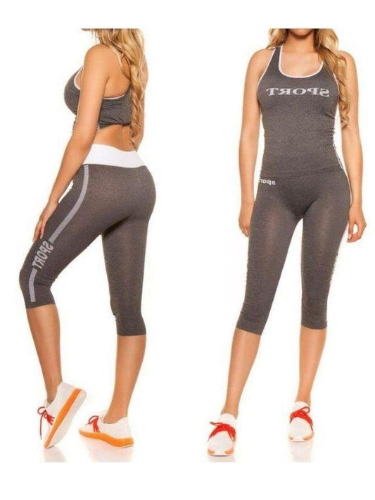 White Sport Print Activewear Set