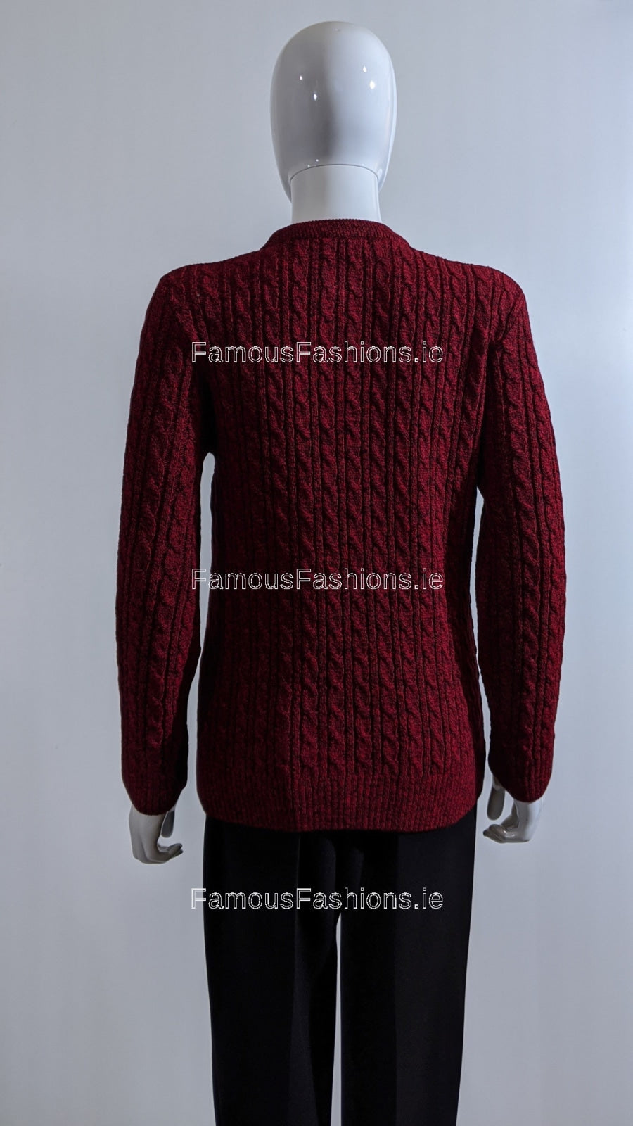 Wine Round Neck Cable Knit Jumper