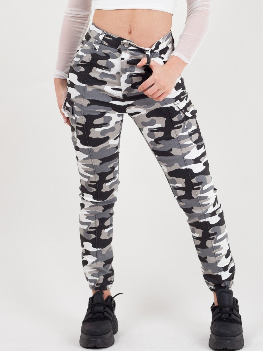 Black & White Camouflage Cargo Trouser